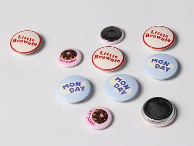 Colourful Round Magnet Badges aushop australia badges brand branding custom magnet badges graphic design logo logo design magnet badges magnetic badges
