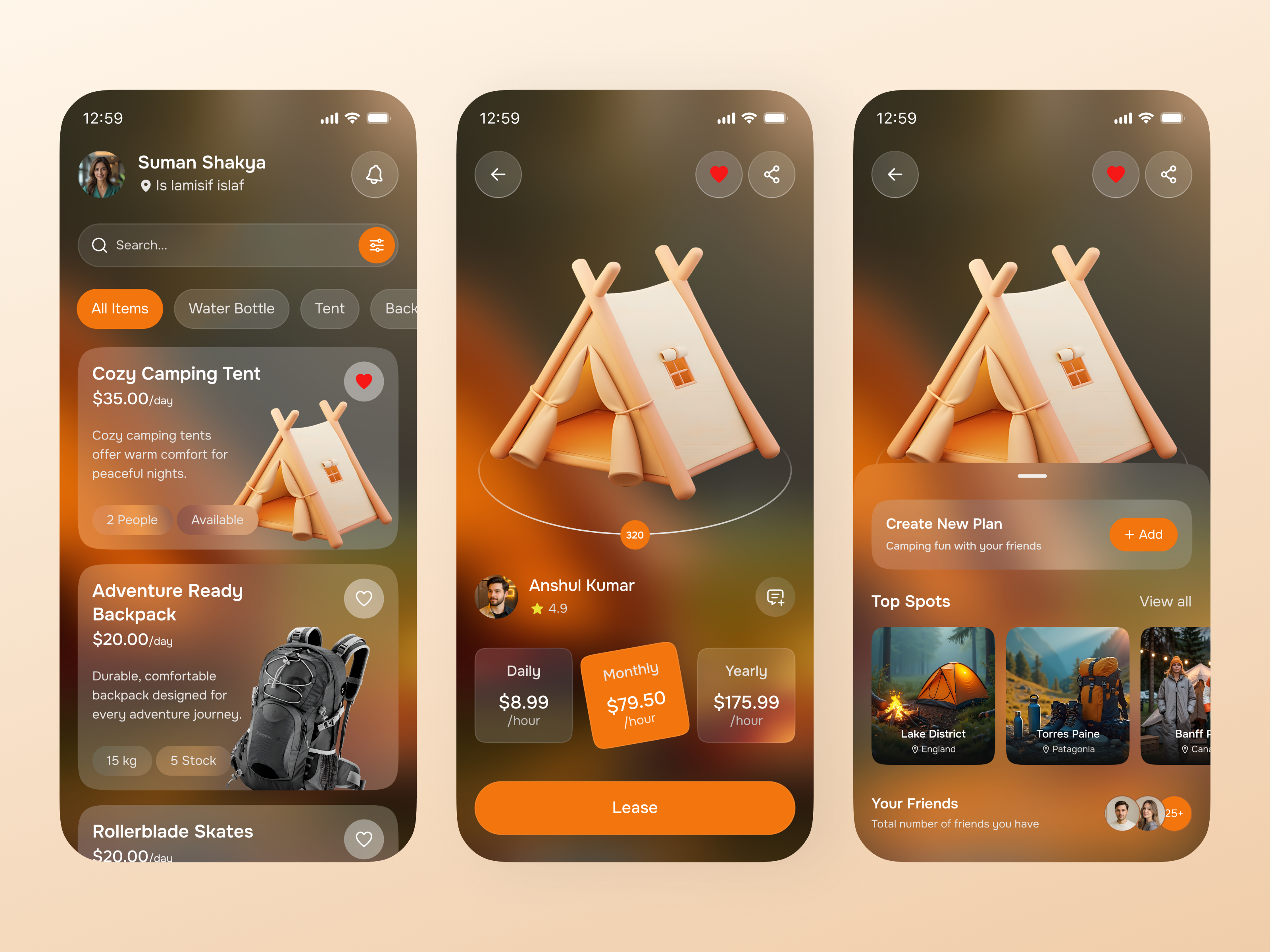 Camping App UI advanture app app design camping camping app camping app design camping life camping mobile app design camping ui ios app mobile app design nature app outdoor app trail app travel app travel ui uiux