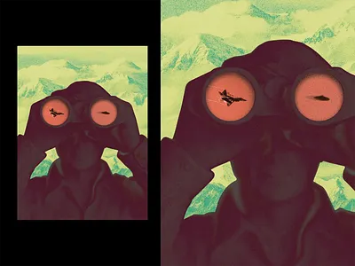 Poster 845 - “Alaskan Not So Friendly Skies” alaska art collage color design graphic illustration make something everyday poster poster art poster design ufo