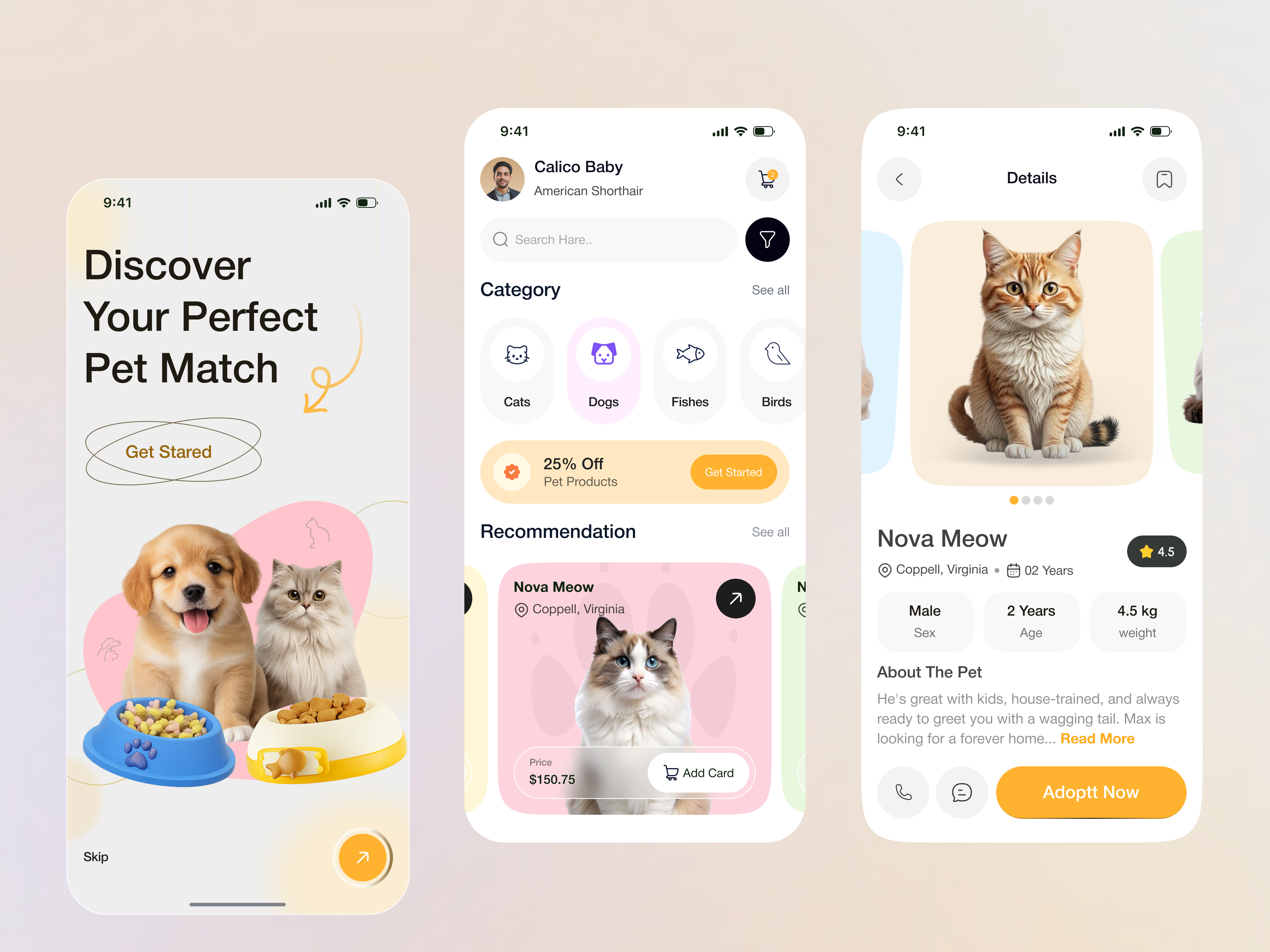 Pet Adoption Mobile App adoption adoption app animal care app design ios app design mobile mobile app mobile app design pet adoption pet app pet mobile app pet ui product design ui ux design