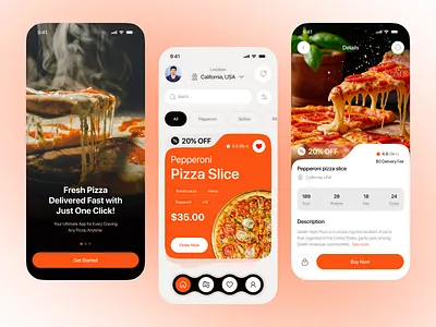 PizzaGo – Pizza Delivery Mobile App. b2b branding cart checkout clean crm dashbord delivery food food app food delivery app grocery app mobile app modern pizza pizzadelivery saas sas ui ux