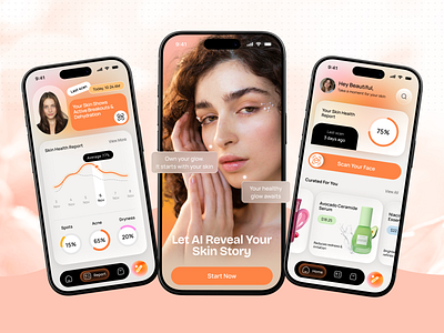 Ai Ebeauty App Design ai ai app ai assistant ai beauty ai powered ai skin care app design beauty app beauty tech ebeauty app ios mobile app personalized beauty power app power bi self care app skin analysis skincare app smart beauty uiux