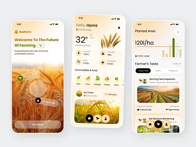 Farming Monitor App Design agriculture app app developer crop monitoring data visualization app farm analytics farm app design farming app ios ios app designer mobile mobile app smart farming soil moisture tracker sustainable farming ui ux designer