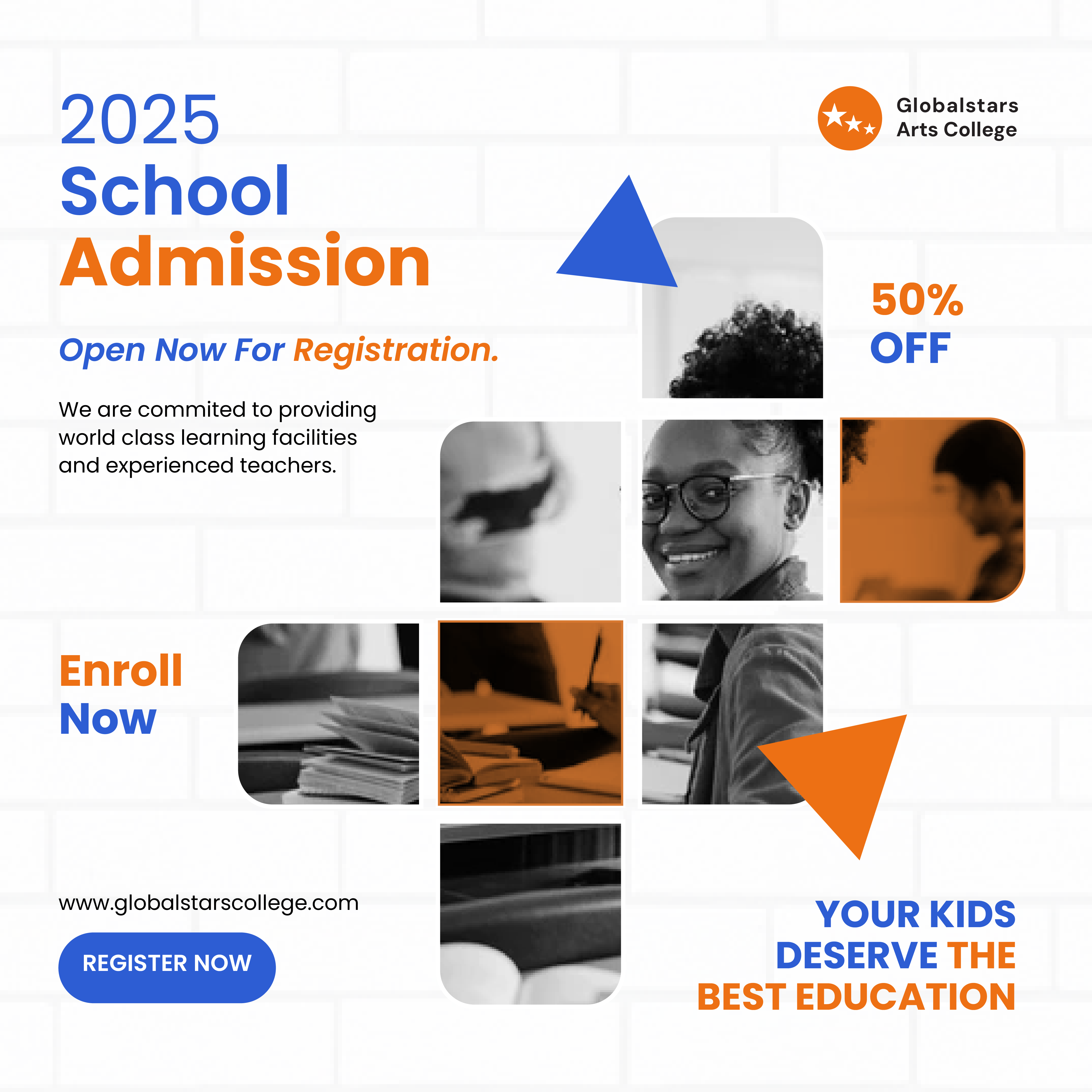 Modern Social Media Poster Design black and white blue branding colors design graphic design hirarchy illustration learning logo masking orange photoshop simple typography ui