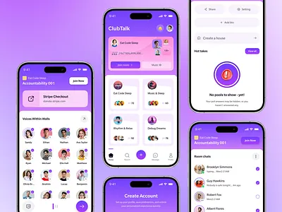 Live Audio Chat Rooms Mobile App UI/UX audio room chat room clubhouse community app live audio live stream live streaming app social media voice chat