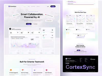 CortexSync – Smart team collaboration with AI suggestions. aipowered aitools digitalproduct futureofwork landingpage minimaldesign modernlandingpage modernui productivityapp responsivedesign saasdesign saaslandingpage saasplatform smartworkspace taskmanagement teamcollaboration testimonial websitedesign webui workflowautomation