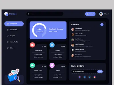 Cloud Storage & File Management Dashboard analytics ui app design creative design dark mode ui dashboard design design figma modern ui product design professional design saas saas dashboard ui ui design ux ux design uxui web app web app design web design