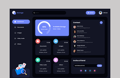 Cloud Storage & File Management Dashboard analytics ui app design creative design dark mode ui dashboard design design figma modern ui product design professional design saas saas dashboard ui ui design ux ux design uxui web app web app design web design