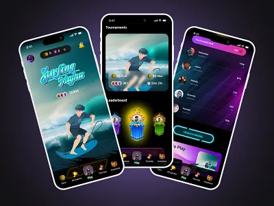 Crypto Gaming App UI — Tournaments, Rewards & Leaderboard blockchain game casual game ui competitive gaming crypto gaming crypto rewards dark ui game interface gaming ui leaderboard ui mobile game ui neon ui p2e play to earn rewards ui tournament ui web3 gaming