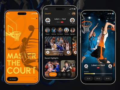 CourtX - Basketball Match Live Screen UI - Sports App Design basketball dark ui figma live match live score match details mobile app mobile ui product design score app sport sports analytics sports app sports dashboard sports streaming sports ui trendy sports ui ui ui design ux