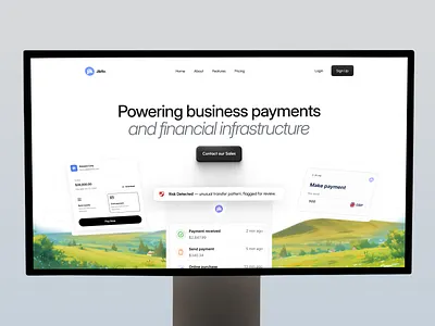 Payment gateway website header design design product service startup ui ux web