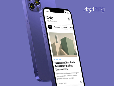 News Reader Minimal App 3d iphone anything ai articles articles app interaction design mobile app mobile application mobile design mockups motion design news app news reader app no code apps product design ui design ux design vibe coding