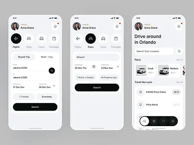Modern Travel Booking App UI — Flights app app design booking flight mobile app product design saas schedule ticket travel trip