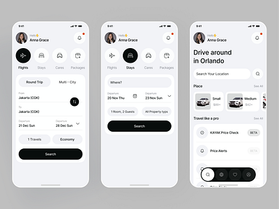 Modern Travel Booking App UI — Flights app app design booking flight mobile app product design saas schedule ticket travel trip