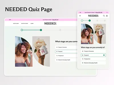 NEEDED Quiz Page - E com Product branding ecommerce ecommerce healthcaredesign ecommerce mobile design ecommerce page ecommerce quiz design ecommerce quiz page ecommerce web design ecommerceui healthcaredesign interactivedesign mobiledesign personalization productquiz productselection quizdesign shopifydesign uiux design userexperience wellnessecommerce