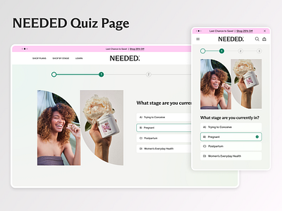 NEEDED Quiz Page - E com Product branding ecommerce ecommerce healthcaredesign ecommerce mobile design ecommerce page ecommerce quiz design ecommerce quiz page ecommerce web design ecommerceui healthcaredesign interactivedesign mobiledesign personalization productquiz productselection quizdesign shopifydesign uiux design userexperience wellnessecommerce