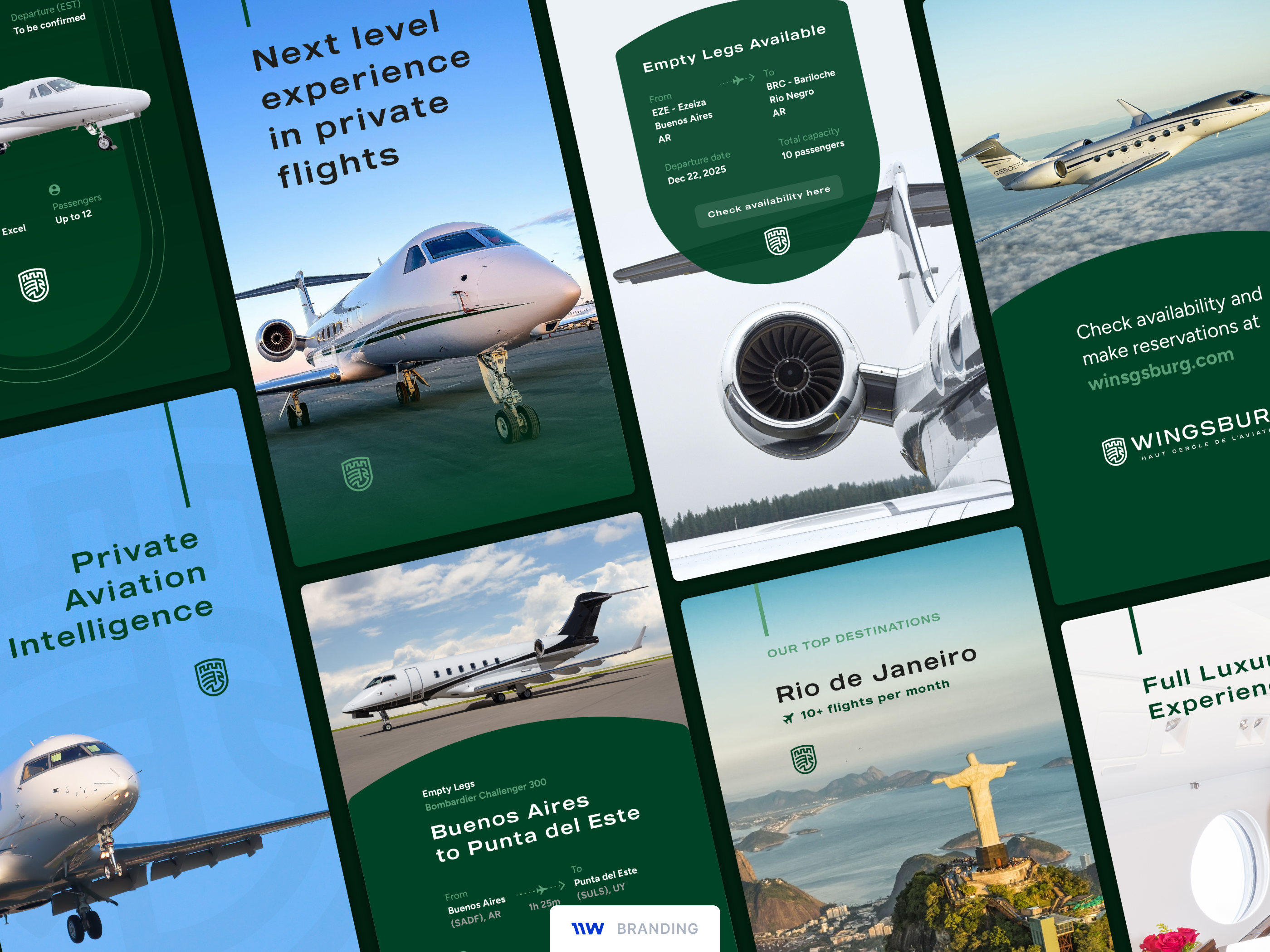 Wingsburg - Social Media Stories aviation branding identity instagram posts stories