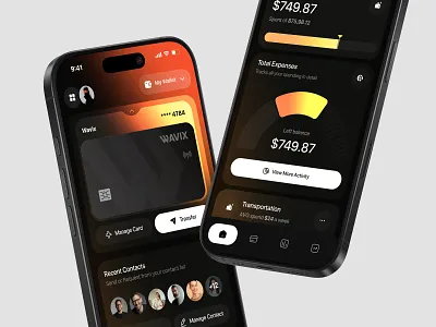Wavix - Finance Mobile App app app design banking dark design finance finance app fintech fintech app mobile mobile app ui ux