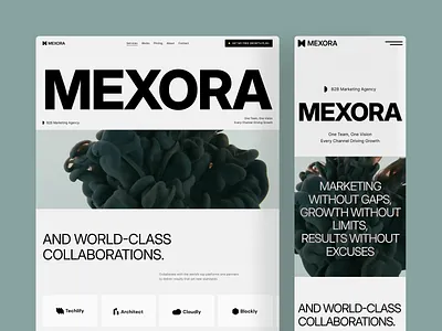 Mexora — Agency & Portfolio Template agency b2b case studies clean design cms conversion design system figma framer hero section landing page lead forms marketing agency portfolio responsive services grid template ui design webflow website