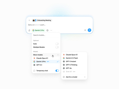 AI chat input + dropdown menu ai ai chat ai product app chat input chatgpt clean design desktop dropdown gpt input interface light menu minimal ui user interface ux web app