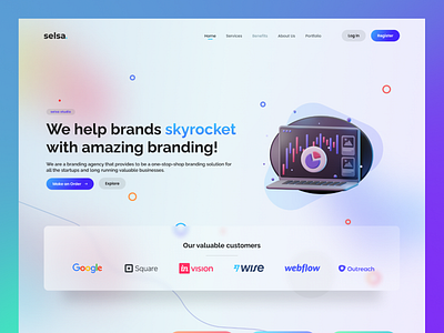 Selsa Studio Landing page amazing best glassmorphism landing landing page lovely modern portfolio simple sleek top ui web web design