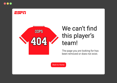 Daily UI Day 8 - 404 Error 404 404 error app daily ui dailyui design error graphic design sports ui ui ux ux website