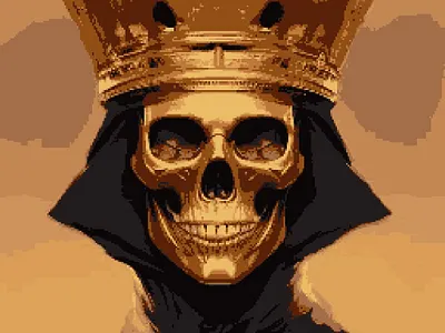 Golden Death art crown custom death graphic design illustration king pixel pixelated skull