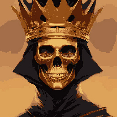 Golden Death art crown custom death graphic design illustration king pixel pixelated skull