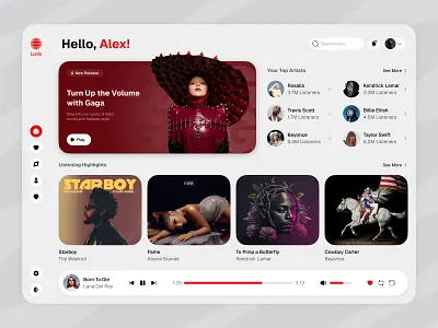 Music Streaming Dashboard Concept dashboard music musicapp musicdashboard musicplatform musicui product design streamingapp ui uiux ux