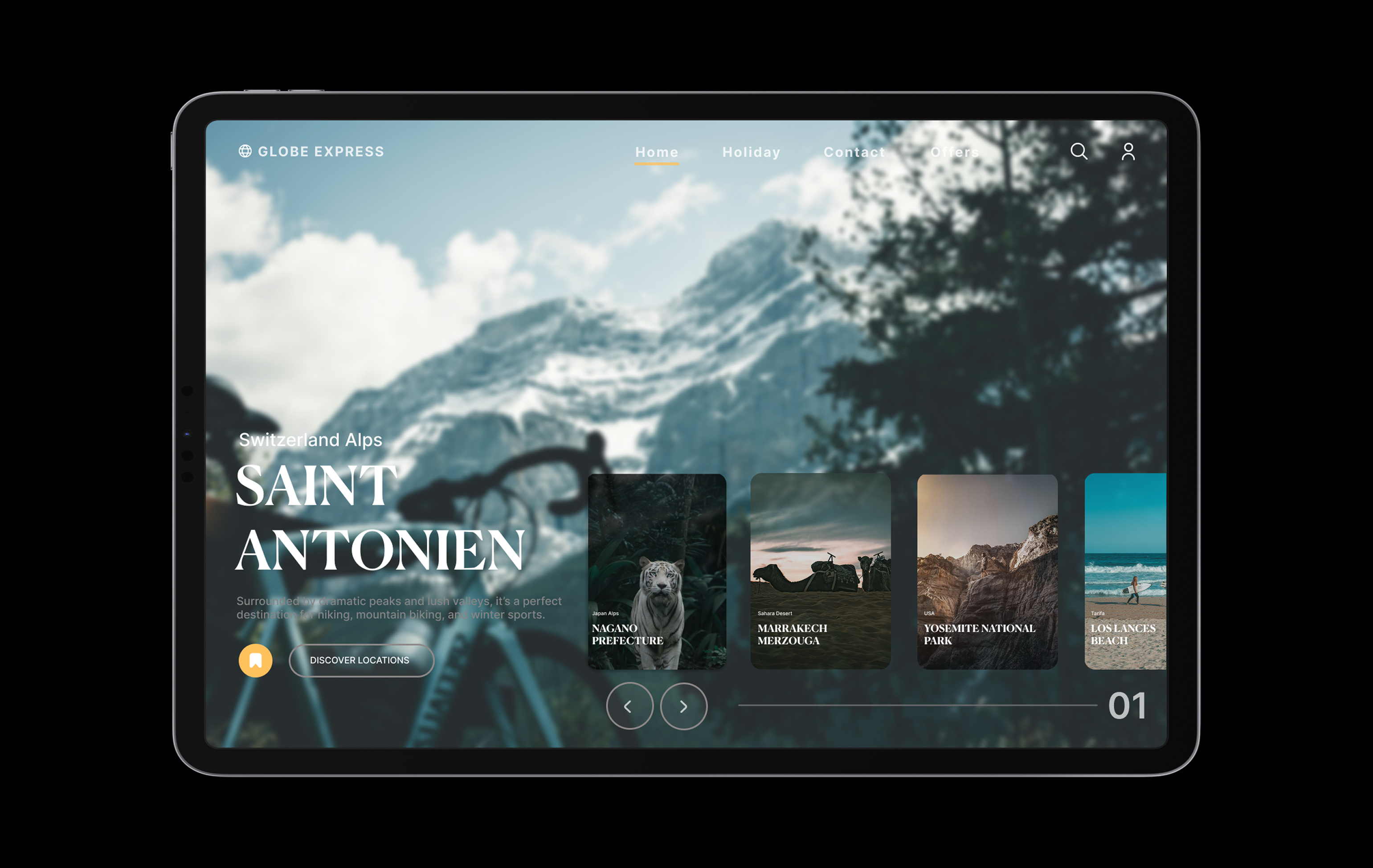 Globe Express: Travel explorer UI glass morphism landing page landing page designs prototype travel ui ui ux web design wireframe