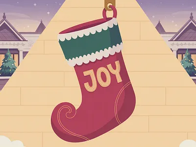 Christmas Illustration: The Holiday Stocking art commission christmas cozy flat design holiday marketing illustration seasonal art storytelling vector illustration winter scene
