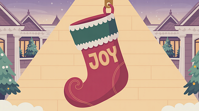 Christmas Illustration: The Holiday Stocking art commission christmas cozy flat design holiday marketing illustration seasonal art storytelling vector illustration winter scene