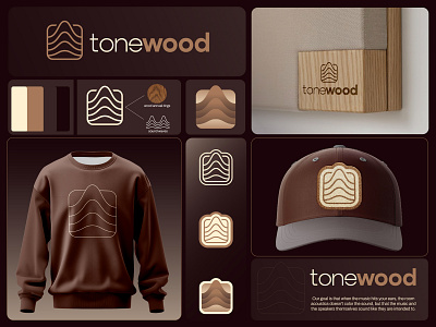 ToneWood alex logo alex seciu branding exprimart logo design logo designer logos music logo sound logo sound waves logo wood logo woodworking logo