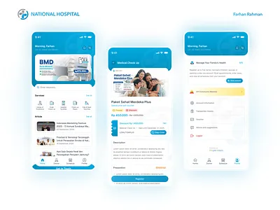 National Hospital App - Redesign clean design figma health and care health app home page hospital app mobile app mobile app design ued ui uid uiux user experience user interface ux