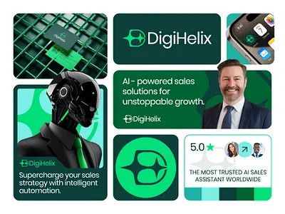 DigiHelix – AI Tech Brand Identity & Logo Design abstract logo ai automation ai brand identity ai logo d logo digital transformation futuristic branding green tech branding minimal logo modern logo design neural network logo professional logo sales ai startup logo tech logo technology branding