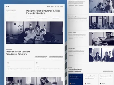 ECI - Modern Insurance Investment Company Website - Service Page branding company profile company profile website company website corporate website elegant insurance website investment landing page landing page design luxury minimalist modern professional service page service website ui ui design web design website
