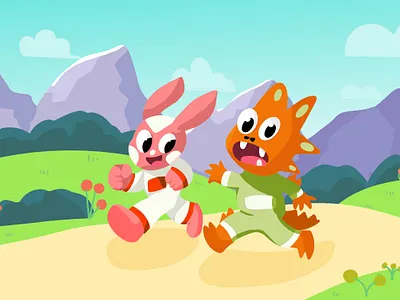 Animal Run - Cute Character animal character design colorful cute illustration