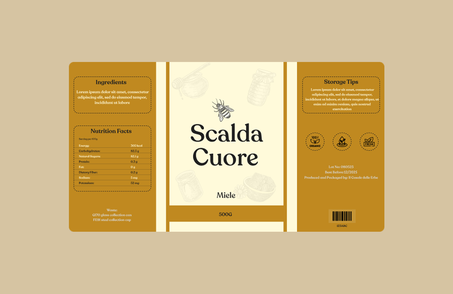 Scalda Cuore – Honey Label Design design system jar designs label label designs product label ui ux