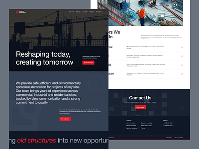 Construction Demolition Website Redesign b2bdesign constructionwebsite contractor contractorwebdesign corporatewebsite dark mode demolitionservices design figma interfaceinspiration landing page minimal ui uidesign uiinspiration uiux uiuxdesigner ux uxdesign website