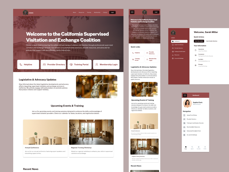 CSVAC - Homepage and Dashboard Design civic design clean ui client dashboard dashboard ui homepage design responsive web ui design user interface web design website layout