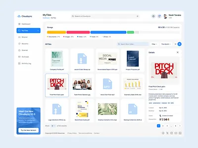 Cloudsync All Files (Grid) Page – Cloud Storage Management cloud storage dashboard ui figma design file manager grid design minimal ui product design saas design ui design ui inspiration ui showcase ui trends ux design web app design website design