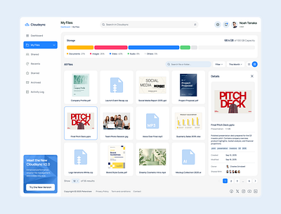 Cloudsync All Files (Grid) Page – Cloud Storage Management cloud storage dashboard ui figma design file manager grid design minimal ui product design saas design ui design ui inspiration ui showcase ui trends ux design web app design website design