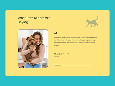 Testimonial Section Design for a Pet Grooming Website branding business cat design dog illustration innovation landingpage logo pet pet care pet groomer pet love rabbit safatul islam aly template ui uiux veterinary website