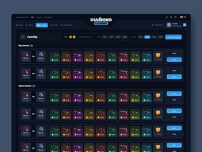 Coinflip: Casino Game bet betting casino casino app casino design casino games casino interface coin flip game coinflip coinflip design coinflip game gambling game ui online casino online slots poker online slots sport betting web casino