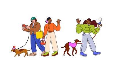 Characters branding illustration characters coffee illustration colorful people dog walking people illustration product illustration spot illustration ui illustration