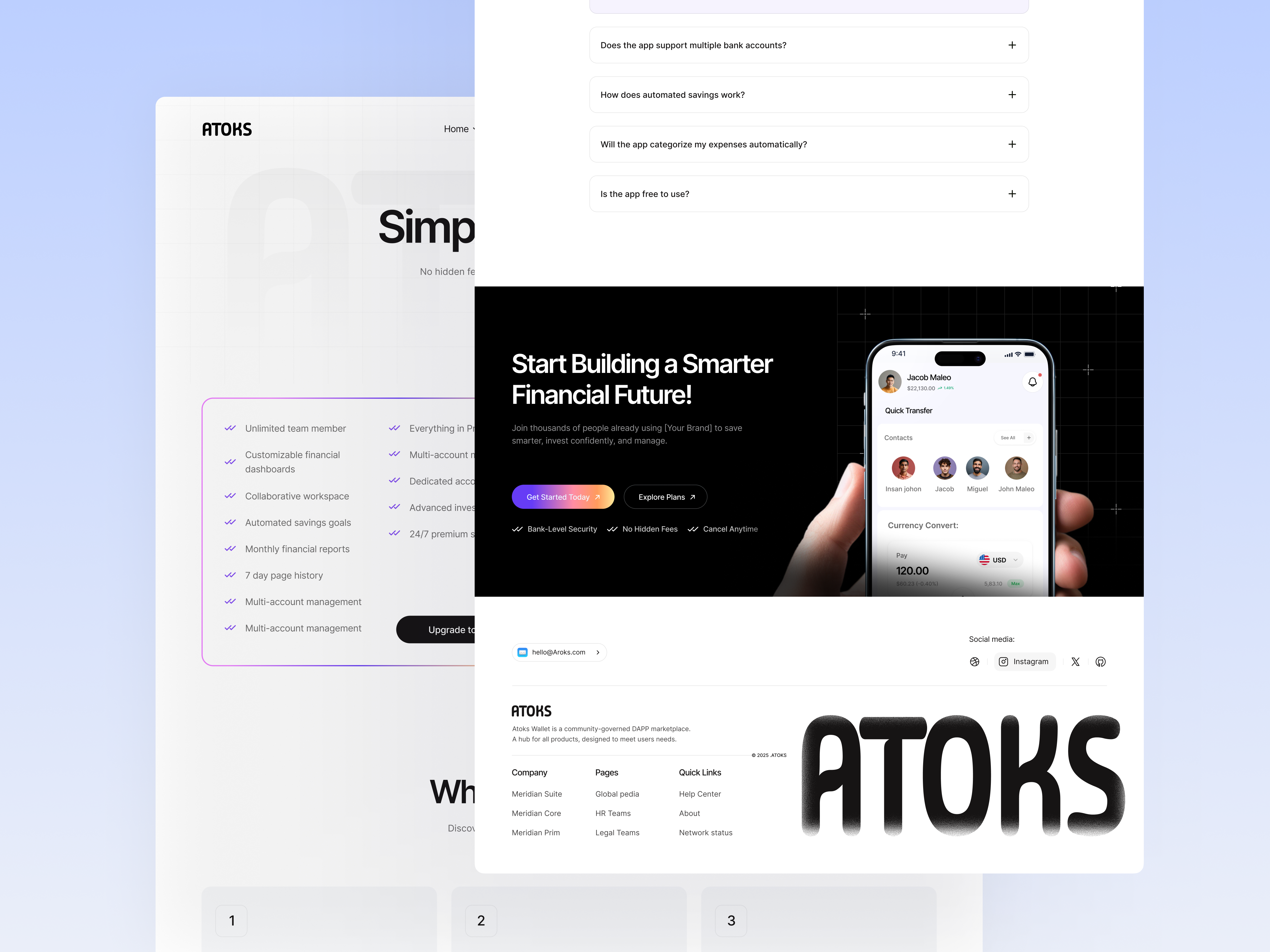 Example of Atoks — Mobile App Landing Page
