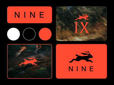 Nine Run Club Brand Identity brand branding club design designer graphic design hare icon identity illustration jackelope logo mark rabbit red run runner running vector visual