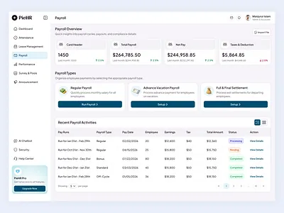 Payroll and HR Management - Dashboard admin panel analytics crm dashboard hr software hrm minimal payroll saas sales software task management ui uidesign ux uxdesign web web app website