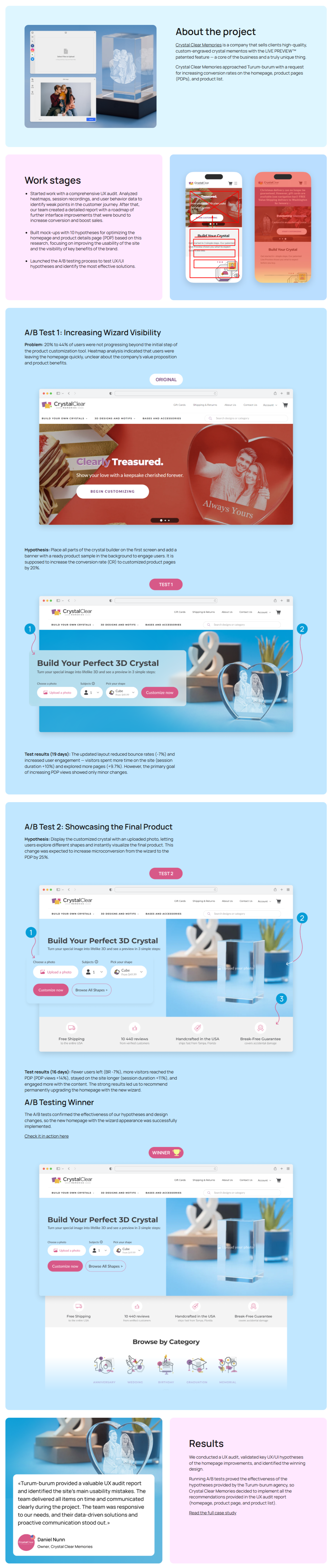 A/B testing and website redesign for the Crystal Clear Memories ab test ab testing design inspiration ecommerce design ecommerce website design ecommerce website ui modern website design ui ui design ui designs ui ux design examples ux audit ux ui web design agency web redesign webdesign webshop design website design website design agency website ui design