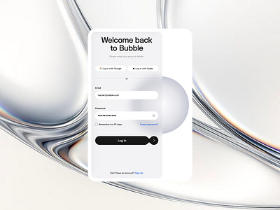 Bubble – Login Page button clean glass grey input light login minimalist product transparency ui uxui